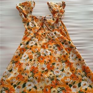 H&M Floral Dress in Orange and White